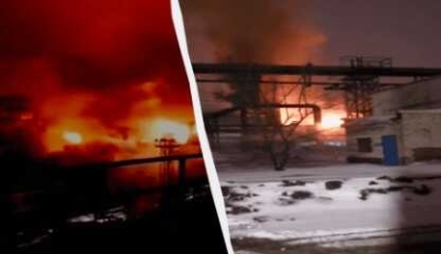 Сильный пожар и взрывы в районе НЛМК Липецка